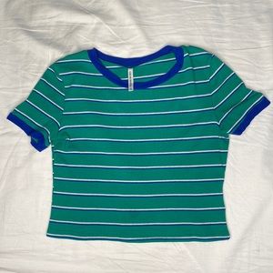 Lulus Basics | Charleigh Green Striped Cropped Tee